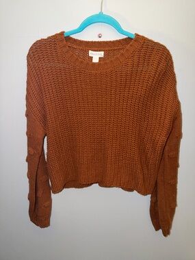 Full Tilt Rust Orange Cropped Crewneck Sweater